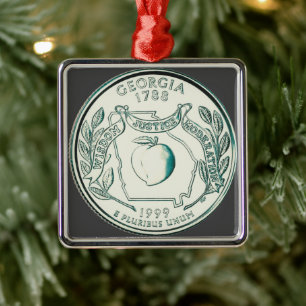 Tinted Georgia State Quarter Metal Ornament
