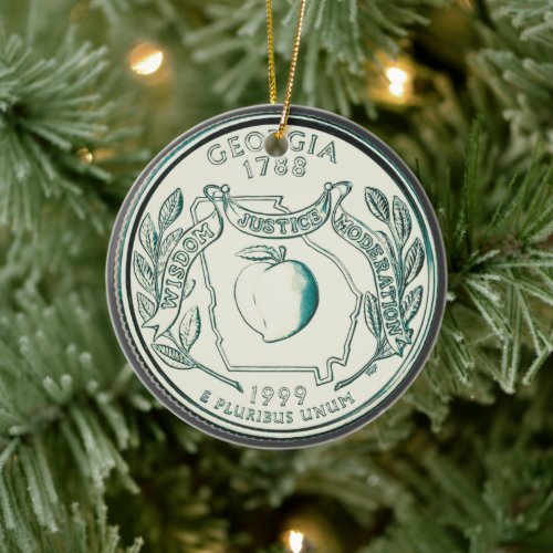 Tinted Georgia State Quarter Personalized Ceramic Ornament