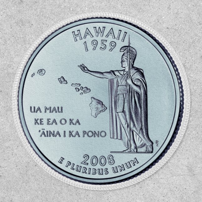 Tinted Hawaii State Quarter Design Iron On Patch (Front)