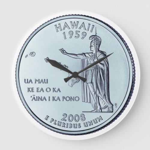 Tinted Hawaii State Quarter Design  Large Clock