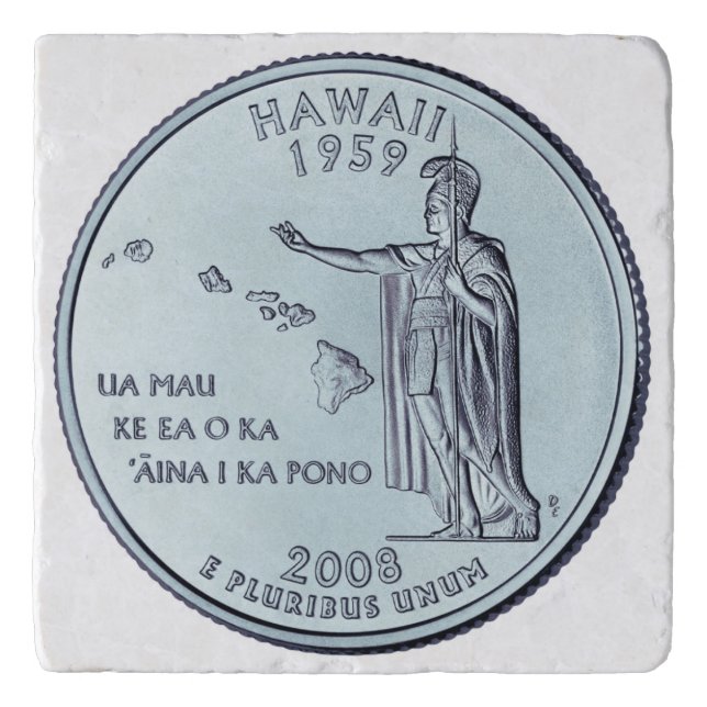 Tinted Hawaii State Quarter Design  Trivet (Front)