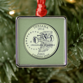 Tinted Indiana State Quarter Metal Ornament