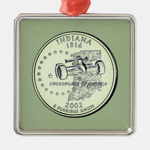 Tinted Indiana State Quarter Metal Ornament