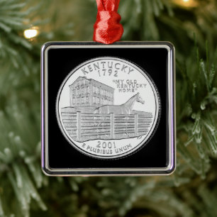 Tinted Kentucky State Quarter  Metal Ornament