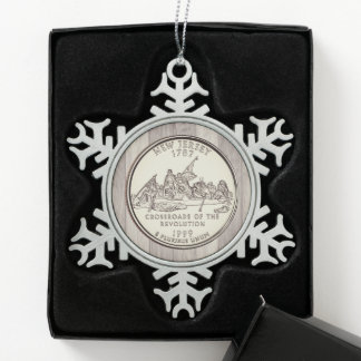 Tinted New Jersey State Quarter Snowflake Pewter Christmas Ornament