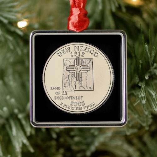 Tinted New Mexico State Quarter   Metal Ornament