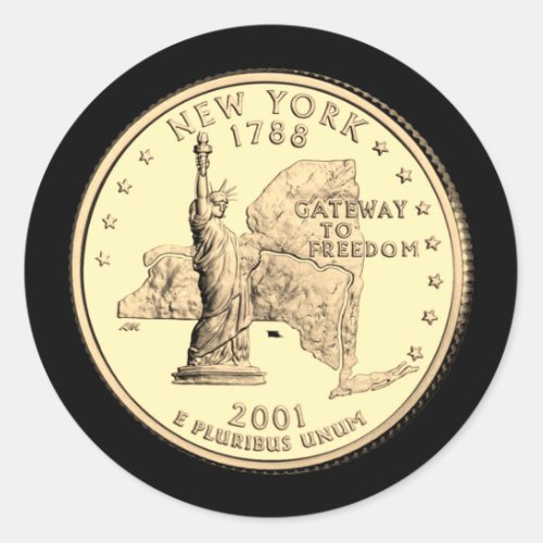 Tinted New York State Quarter Design  Classic Round Sticker