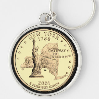 Tinted New York State Quarter Design Keychain