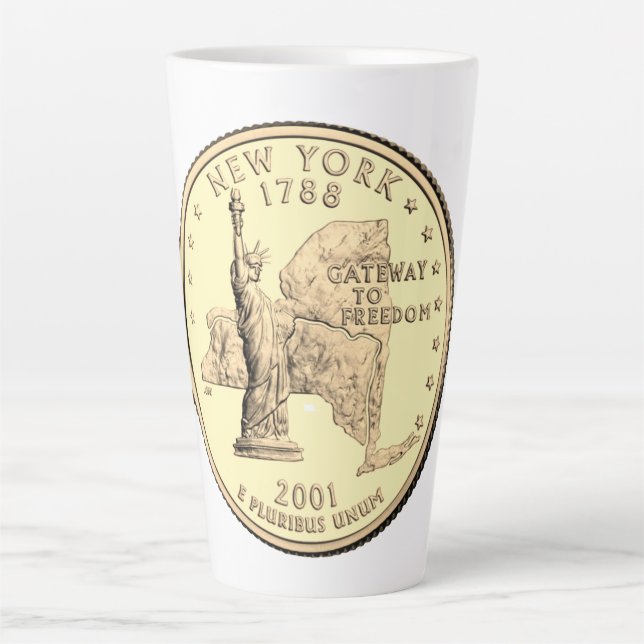 Tinted New York State Quarter Design  Latte Mug (Front)
