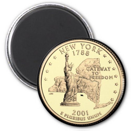 Tinted New York State Quarter Design  Magnet