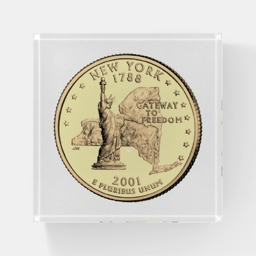 Tinted New York State Quarter Design   Paperweight