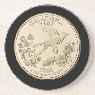Tinted Oklahoma State Quarter Design Coaster