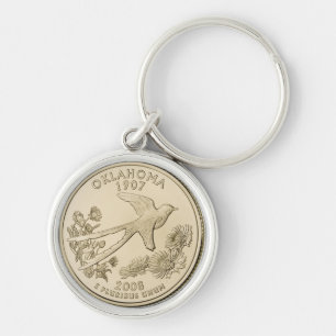 Tinted Oklahoma State Quarter Design Keychain
