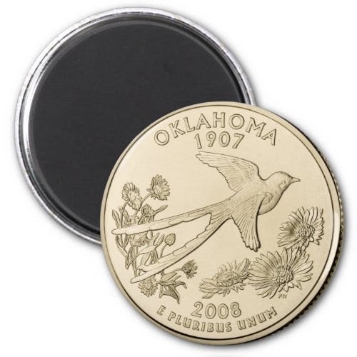 Tinted Oklahoma State Quarter Design  Magnet