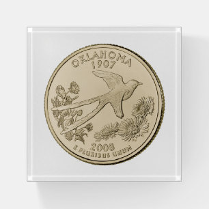 Tinted Oklahoma State Quarter Design Paperweight