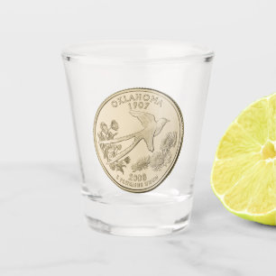 Tinted Oklahoma State Quarter Design Shot Glass