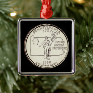 Tinted Pennsylvania State Quarter Metal Ornament