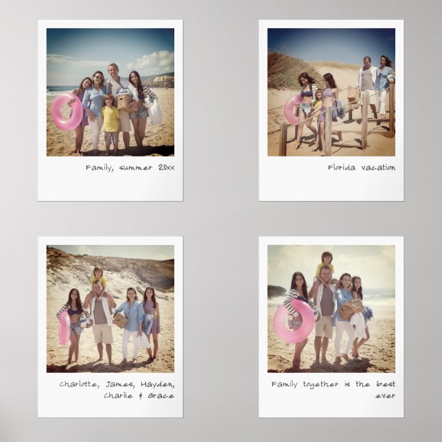 Tinted Retro Photographs With Handwritten Font Wall Art Sets (Front)