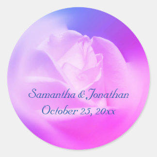 Tinted Rose Flower Personalized Wedding Classic Round Sticker