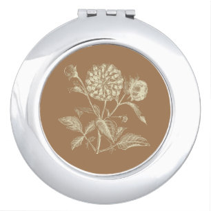 Tinted Vintage Zinnia Illustration Brown  Compact Mirror