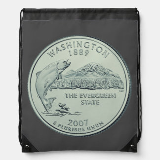 Tinted Washington State Quarter Design Drawstring Bag