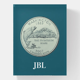 Tinted Washington State Quarter Design Monogram  Paperweight