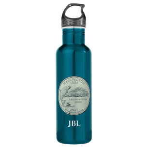 Tinted Washington State Quarter Design Monogram Stainless Steel Water Bottle