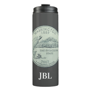 Tinted Washington State Quarter Design Monogram Thermal Tumbler