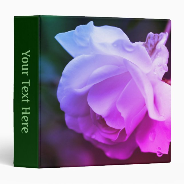 Tinted White Rose Up Close Floral Personalized 3 Ring Binder (Front/Spine)