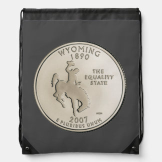 Tinted Wyoming State Quarter Design  Drawstring Bag