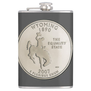 Tinted Wyoming State Quarter Design Flask