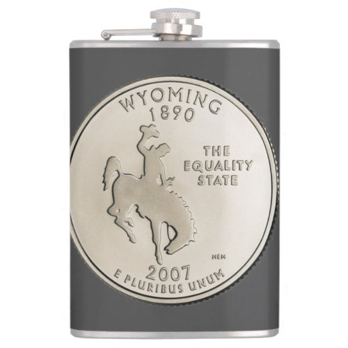 Tinted Wyoming State Quarter Design  Flask