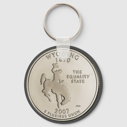 Tinted Wyoming State Quarter Design  Keychain