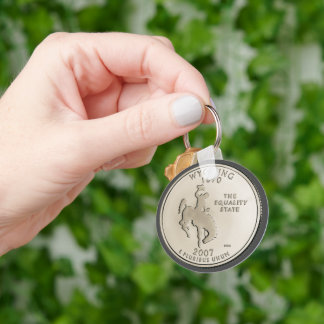 Tinted Wyoming State Quarter Design Keychain