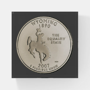 Tinted Wyoming State Quarter Design Paperweight