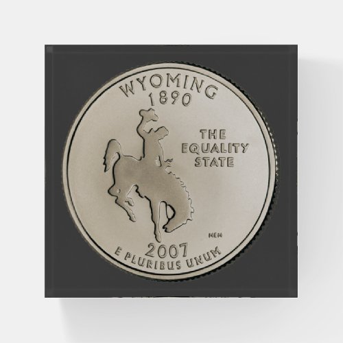 Tinted Wyoming State Quarter Design  Paperweight