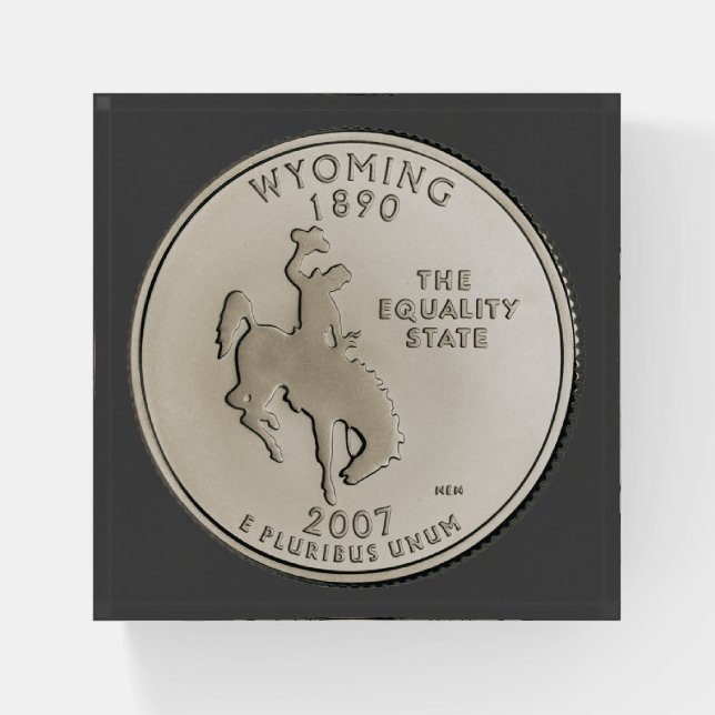 Tinted Wyoming State Quarter Design  Paperweight (Front)