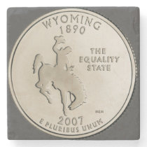 Tinted Wyoming State Quarter Design  Stone Coaster