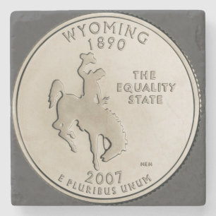 Tinted Wyoming State Quarter Design Stone Coaster