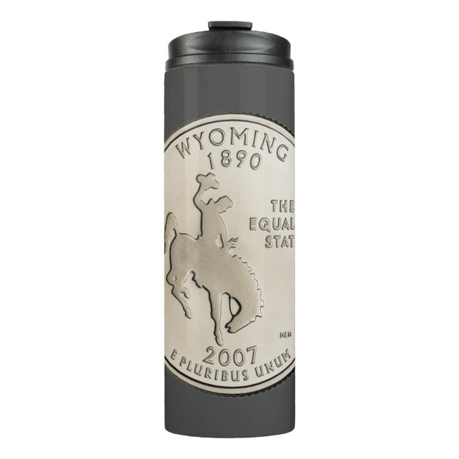 Tinted Wyoming State Quarter Design   Thermal Tumbler (Front)