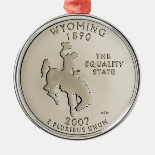 Tinted Wyoming State Quarter   Metal Ornament