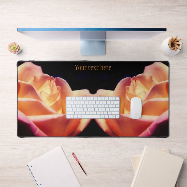 Tinted Yellow Rosebud Flower Personalized Desk Mat (Office 1)