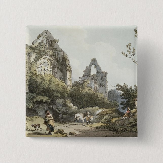 Tintern Abbey, from 'The Romantic and Picturesque Pinback Button (Front)