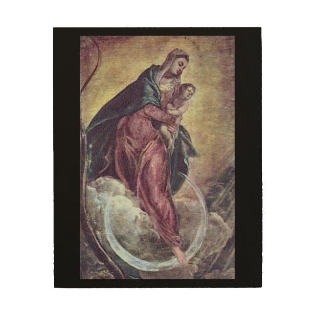 Tintoretto Crescent Moon Madonna Maria Apocalypse Wood Wall Art (Front)