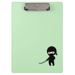 Tiny Angry Ninja Custom Name on Green Clipboard