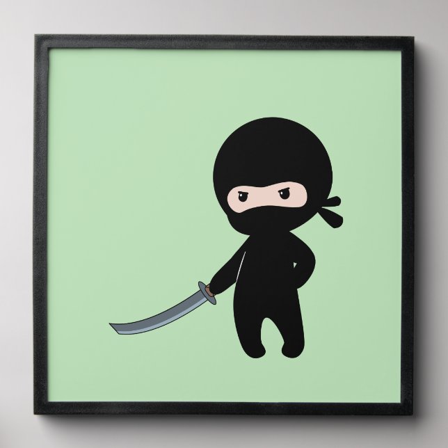 Tiny Angry Ninja on Green Peel And Stick Photo Tile (Front Set)
