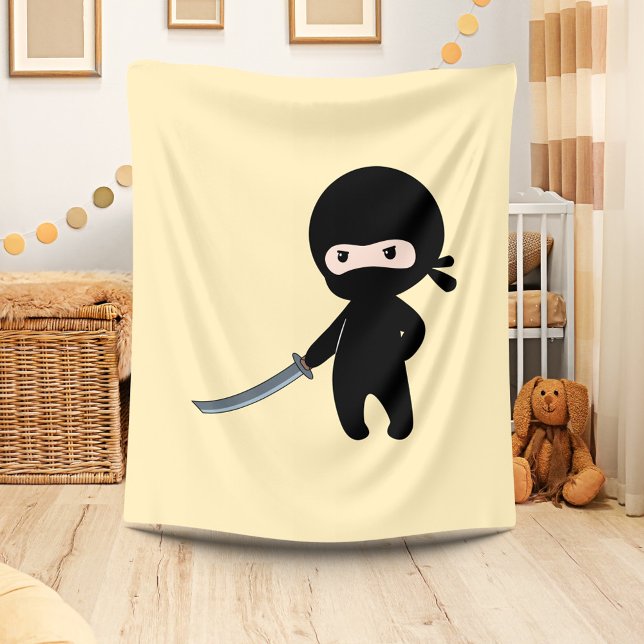 Tiny Angry Ninja on Yellow Fleece Blanket (Creator Uploaded)
