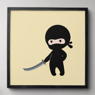 Tiny Angry Ninja on Yellow Peel And Stick Photo Tile