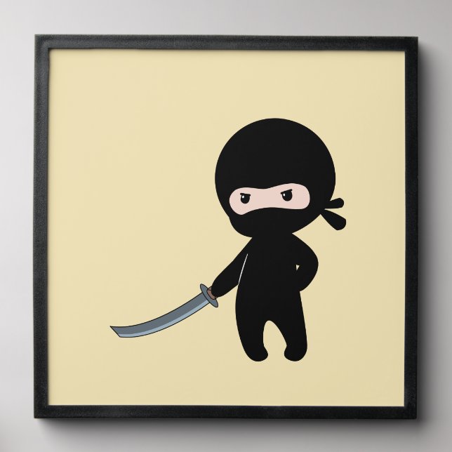 Tiny Angry Ninja on Yellow Peel And Stick Photo Tile (Front Set)
