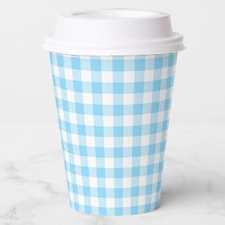 Tiny Baby Blue and White Gingham Paper Cups